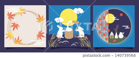 一套現代日式風格的賞月橫幅。 一套現代日式風格的賞月橫幅。 140739568