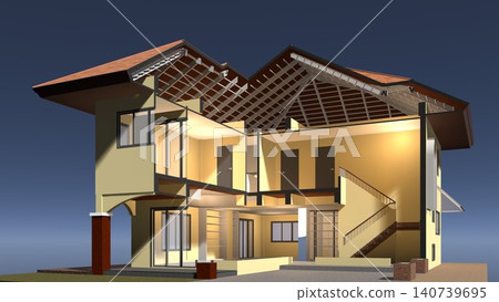 3D illustration of building structure 3D illustration of building structure 140739695