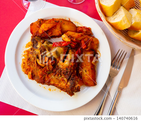 Stewed pork ribs with potato and vegetables Stewed pork ribs with potato and vegetables 140740616
