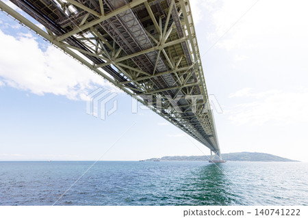 The Akashi Kaikyo Bridge under a clear blue sky of early summer. The Akashi Kaikyo Bridge under a clear blue sky of early summer. 140741222