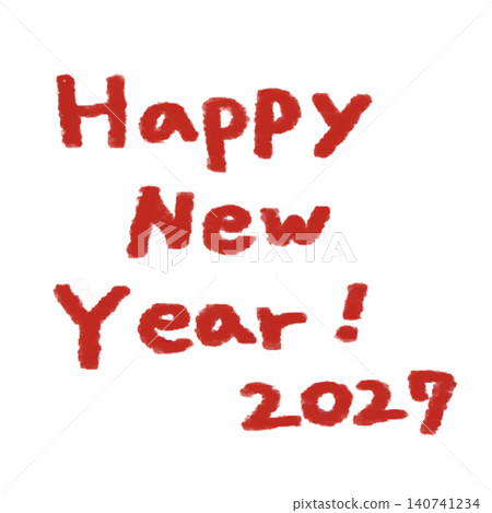 Handwritten "Happy New Year" lettering and decorative illustration Handwritten "Happy New Year" lettering and decorative illustration 140741234