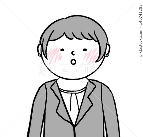 圖解：一位身穿西裝的女士，表情略帶驚訝。 140741289