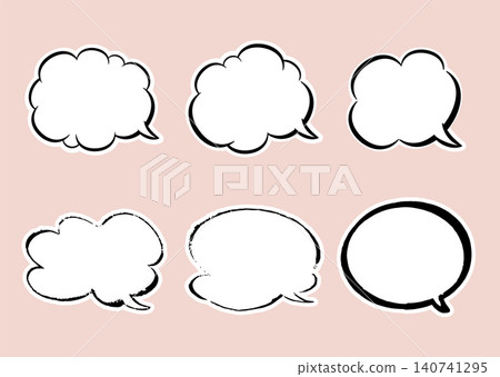 Simple speech bubble set - Right-side tail-shaped speech bubble - Sticker style - Pink background Simple speech bubble set - Right-side tail-shaped speech bubble - Sticker style - Pink background 140741295