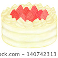 Illustration of a whole strawberry cake 140742313