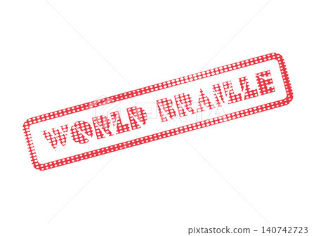 Dotted red stamp featuring World Braille text, symbolizing global recognition for tactile reading systems Dotted red stamp featuring World Braille text, symbolizing global recognition for tactile reading systems 140742723