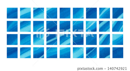 Blue paint canvas background, square texture material set, water flow image 140742921
