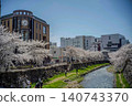 Cherry blossoms bloom along the Metoba River 140743370