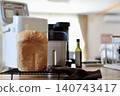 Slightly sweet soy milk bread baked in a home bread maker (1 loaf) 140743417