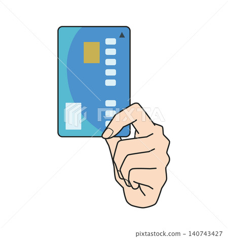 Left hand holding the card vertically Left hand holding the card vertically 140743427