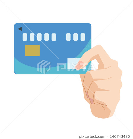 Left hand holding the card horizontally Left hand holding the card horizontally 140743480