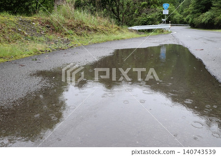 puddles on the road puddles on the road 140743539