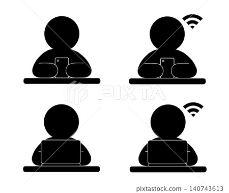 一套適用於使用智慧型手機和電腦(無論是否連接 Wi-Fi)的使用者的象形圖 一套適用於使用智慧型手機和電腦(無論是否連接 Wi-Fi)的使用者的象形圖 140743613