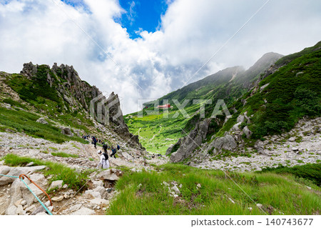 The breathtaking scenery of Senjojiki Cirque, viewed from Norikoshi Jodo. 140743677
