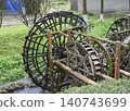 Wooden water wheel system on a stream in Yellow Dragon Park in the mountains near Zhangjiajie, China 140743699