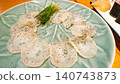 Thinly sliced fresh octopus carpaccio 140743873