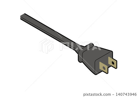 電源插頭和電源線的等距圖(有輪廓)。 電源插頭和電源線的等距圖(有輪廓)。 140743946