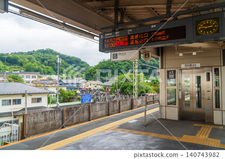 A view of the platform at Takao Station in Tokyo. A view of the platform at Takao Station in Tokyo. 140743982