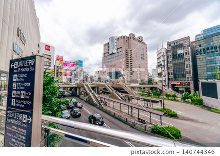 View of Mulberry Bridge at the north exit of Hachioji Station, Tokyo. View of Mulberry Bridge at the north exit of Hachioji Station, Tokyo. 140744346