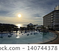 Sunset seen from the pool 140744378