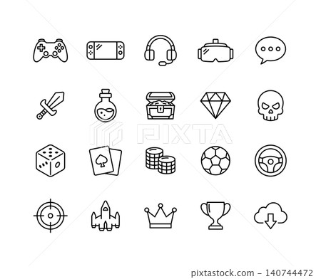 Game-related line drawing icon set Game-related line drawing icon set 140744472