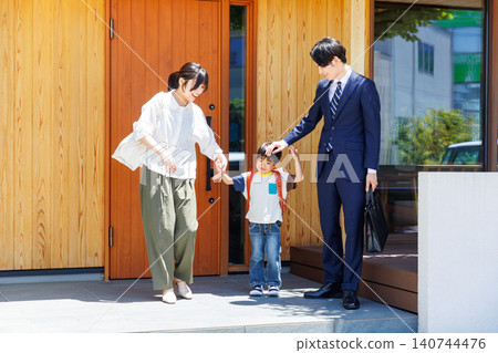 Images of families going out, their homes, going to school, and going to work. Images of families going out, their homes, going to school, and going to work. 140744476