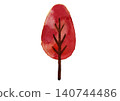 Tree, watercolor illustration, red, autumn leaves 140744486