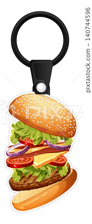 Vector Illustration of a Hamburger Keychain with Exploded View Layers Vector Illustration of a Hamburger Keychain with Exploded View Layers 140744596
