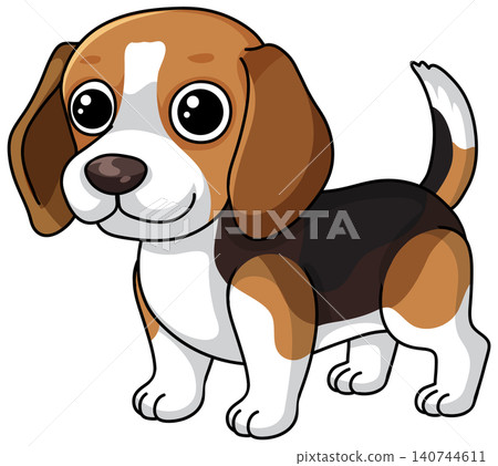Cute Beagle Puppy Vector Illustration Standing on a White Background Cute Beagle Puppy Vector Illustration Standing on a White Background 140744611