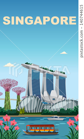 Flat Vector Illustration of Singapore Skyline with Marina Bay Landmarks Flat Vector Illustration of Singapore Skyline with Marina Bay Landmarks 140744615