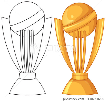 Golden Cricket Championship Trophy Vector Illustration with Line Art Version Golden Cricket Championship Trophy Vector Illustration with Line Art Version 140744648