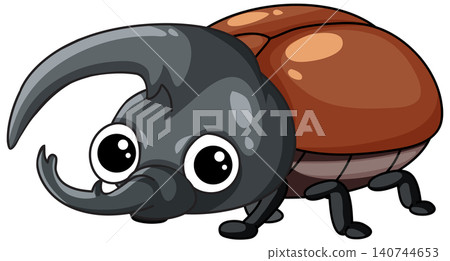 Cute Cartoon Rhinoceros Beetle Vector Illustration Isolated on White Background Cute Cartoon Rhinoceros Beetle Vector Illustration Isolated on White Background 140744653