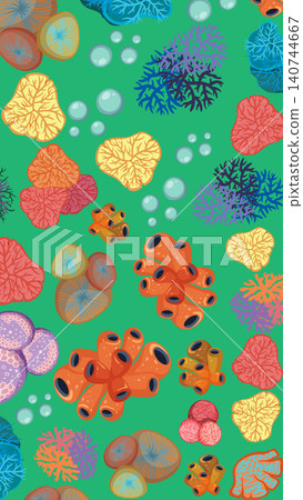 Colorful Vector Illustration of Tropical Coral Reef and Marine Life Colorful Vector Illustration of Tropical Coral Reef and Marine Life 140744667