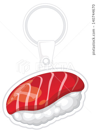 Vector Illustration of a Salmon Nigiri Sushi Keychain on White Background Vector Illustration of a Salmon Nigiri Sushi Keychain on White Background 140744670