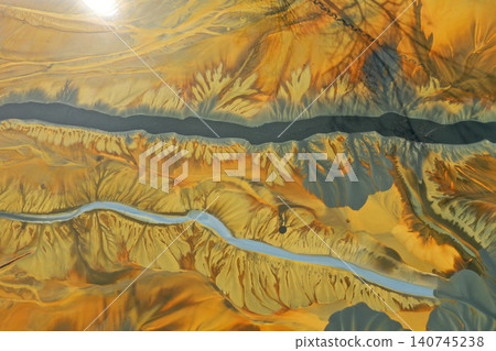Aerial view of abstract poisonous colorful water background. Natural pattern 140745238