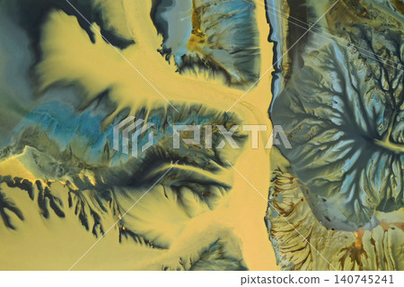 Aerial view of abstract poisonous colorful water background. Natural pattern Aerial view of abstract poisonous colorful water background. Natural pattern 140745241