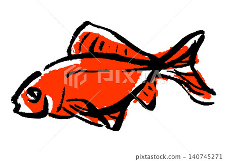 一幅手繪風格的金魚插圖。 140745271