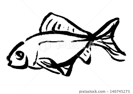 一幅手繪風格的金魚插圖。 140745273