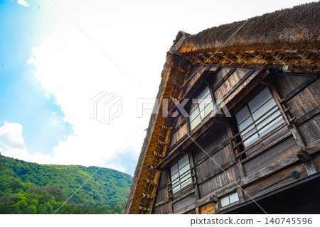 Looking up at the Gassho-zukuri style houses 140745596