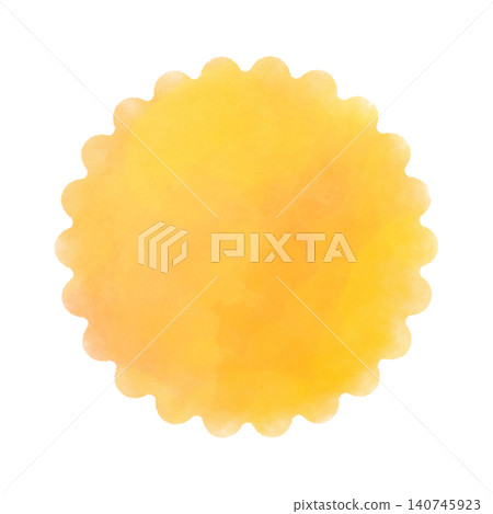 水彩風格的太陽圓圈,圓形設計,適合夏季和秋季。 水彩風格的太陽圓圈,圓形設計,適合夏季和秋季。 140745923