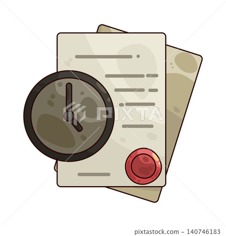 Illustration of Clock and Document Illustration of Clock and Document 140746183