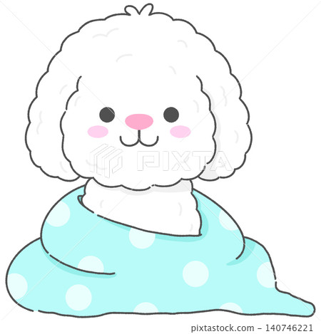 Adorable Puppy Wrapped in Towel After Bath Time 140746221