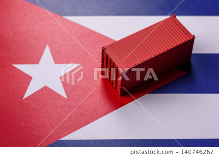 Cargo containers on the Cuba flag as a conceptual backdrop for goods export. Cargo containers Cargo containers on the Cuba flag as a conceptual backdrop for goods export. Cargo containers 140746262