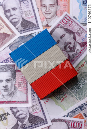 Cargo containers on the Cuba flag as a conceptual backdrop for goods export. Cargo containers Cargo containers on the Cuba flag as a conceptual backdrop for goods export. Cargo containers 140746273