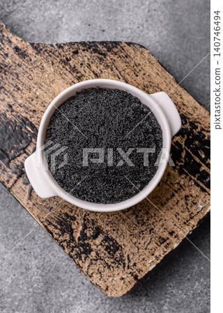 Black caviar from beluga or sturgeon, an expensive delicacy for sandwiches. Black caviar Black caviar from beluga or sturgeon, an expensive delicacy for sandwiches. Black caviar 140746494