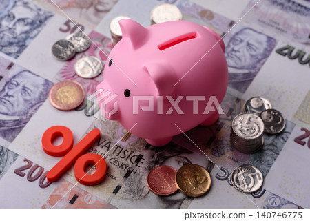 A piggy bank as a concept for storing, accumulating, and saving financial resources. A piggy bank A piggy bank as a concept for storing, accumulating, and saving financial resources. A piggy bank 140746775