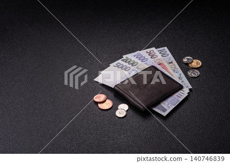 Czech koruna, paper money and coins, financing and commodity exchange, trade. Czech currency Czech koruna, paper money and coins, financing and commodity exchange, trade. Czech currency 140746839