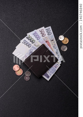Czech koruna, paper money and coins, financing and commodity exchange, trade. Czech currency Czech koruna, paper money and coins, financing and commodity exchange, trade. Czech currency 140746840