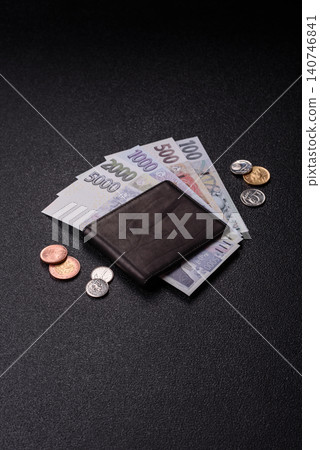 Czech koruna, paper money and coins, financing and commodity exchange, trade. Czech currency Czech koruna, paper money and coins, financing and commodity exchange, trade. Czech currency 140746841