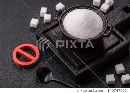 The sugar ban sign as a concept to stop the problem of diabetes and obesity. The sugar ban sign 140747012