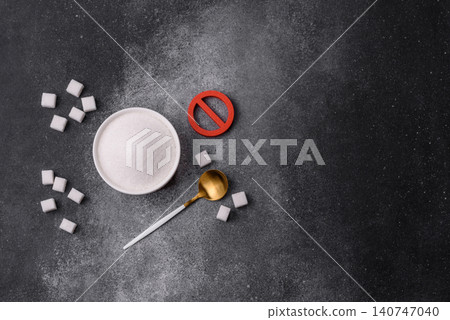 The sugar ban sign as a concept to stop the problem of diabetes and obesity. The sugar ban sign 140747040